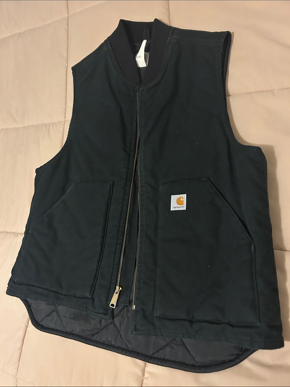 Carhartt Men's Dark Black Work Vest with Rib Collar